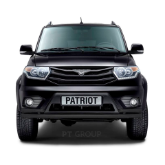 Защита переднего бампера двойная с углами d63/51мм ШАГРЕНЬ (ППК) U@Z P@triot (2014-н.в.)