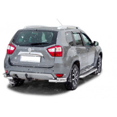 Защита заднего бампера «Уголки двойные» (d63,5) для Nissan Terrano (2014-н.в.)(Нерж. Сталь)
