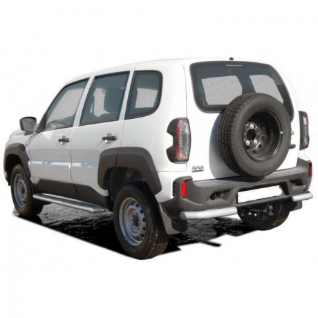 Защита заднего бампера «Уголки Люкс» (d63,5) L@DA Niv@ Travel (Сталь) купить недорого с доставкой в Санкт-Петербург