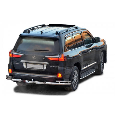 Защита заднего бампера «Уголки двойные» (d76\51) для Lexus LX 450d (2016-н.в)(Нерж. Сталь) купить недорого с доставкой в Санкт-Петербург