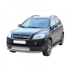 Защита порогов c алюминиевыми накладками (d63,5) для Chevrolet Captiva (2006-2013)(Окрашенное)