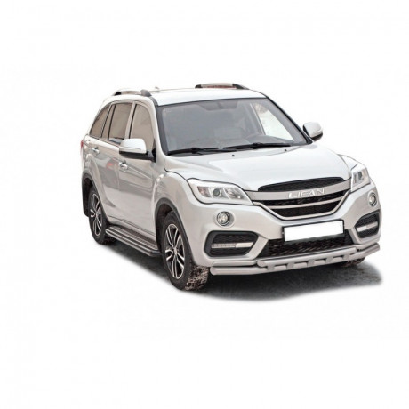 Защита переднего бампера «Труба двойная» (d63,5) для Lifan X60 (2016-н.в.)(Окрашенное) купить недорого с доставкой в Санкт-Петербург