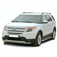 Защита порогов с алюминиевым листом (d63,5) для Ford Explorer (2010-2016)(Окрашенное)