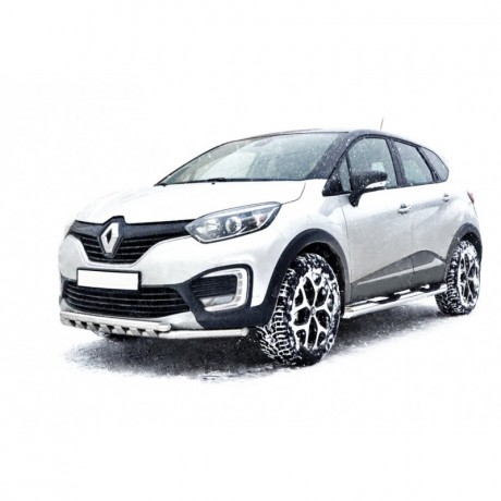 Защита порогов «Труба с проступью» (d76) для Renault Kaptur (2016-н.в.)(Окрашенное) купить недорого с доставкой в Санкт-Петербург