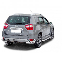 Защита заднего бампера «Уголки двойные» (d63,5) для Nissan Terrano (2014-н.в.)(Окрашенное)