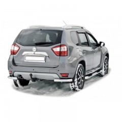 Защита порогов «Труба с проступью» (d76) для Nissan Terrano (2014-н.в.)(Окрашенное)