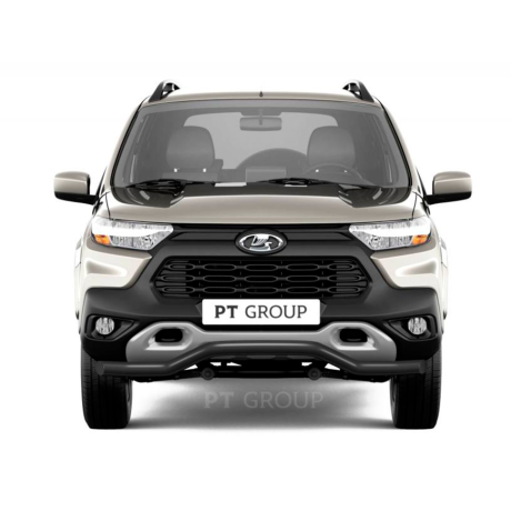 Защита переднего бампера d63мм "Волна" ШАГРЕНЬ (ППК) L@DA Niv@ Travel (2021-н.в.) купить недорого с доставкой в Санкт-Петербург