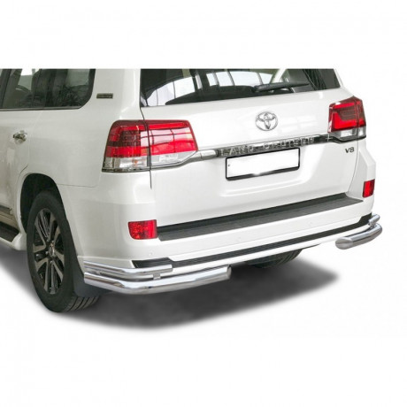 Защита заднего бампера «Уголки двойные» (d76) для Toyota Land Cruiser 200 Executive Lounge (2018-н.в.)(Окрашенное) купить недорого с доставкой в Санкт-Петербург