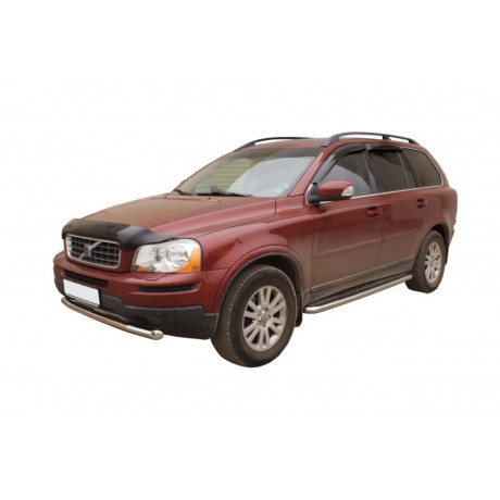 Защита порогов с алюминиевым листом (d63,5) для Volvo XC90 (2006-2014)(Нерж. Сталь) купить недорого с доставкой в Санкт-Петербург