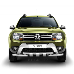 Защита переднего бампера двойная с зубьями d63/63мм (НПС) Renault Duster (2016-н.в.)