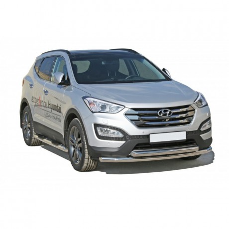 Защита переднего бампера «Труба двойная» (d63,5) для Hyundai Santa Fe (2012-2016)(Окрашенное) купить недорого с доставкой в Санкт-Петербург
