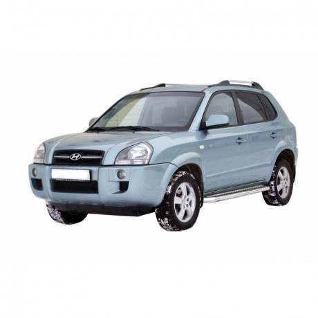 Защита порогов с алюминиевым листом (d63,5) для Hyundai Tucson (2004-2010)(Окрашенное) купить недорого с доставкой в Санкт-Петербург