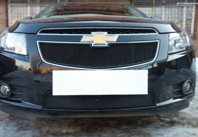 Защита радиатора "Standart" Chevrolet Cruze (2008-2013) верх, чёрная купить недорого с доставкой в Санкт-Петербург