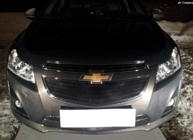Защита радиатора "Standart" Chevrolet Cruze (2012-2015) верх, чёрная купить недорого с доставкой в Санкт-Петербург