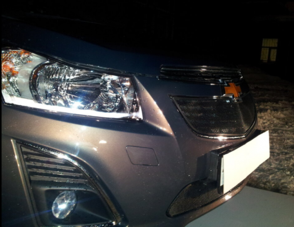 Защита радиатора "Standart" Chevrolet Cruze (2012-2015) верх, чёрная купить недорого с доставкой в Санкт-Петербург