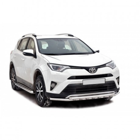 Защита переднего бампера «Труба двойная» (d51) для Toyota RAV4 рестайлинг (2015-н.в.)(Окрашенное) купить недорого с доставкой в Санкт-Петербург