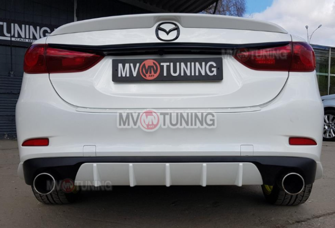 Диффузор заднего бампера var №4 (с килями) для Mazda 6 (2013 - н.в.) купить недорого с доставкой в Санкт-Петербург