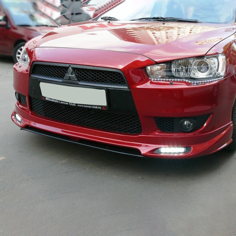 Накладка (юбка) переднего бампера "Zodiak" (с планкой) для Mitsubishi Lancer X (2007-2010) купить недорого с доставкой в Санкт-Петербург