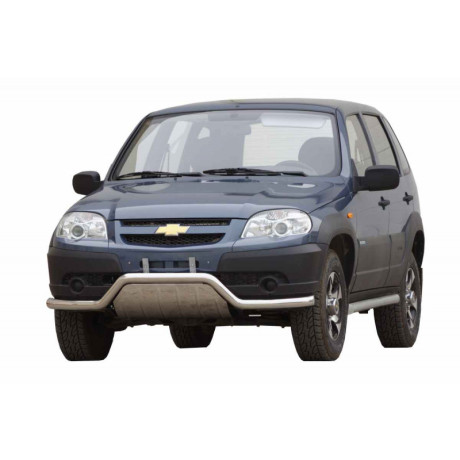 Кенгурин с дополнительной защитой двигателя «Волна» (d63,5) для B@3 2123 "Chevrolet Niv@" RS(Нерж. Сталь) купить недорого с доставкой в Санкт-Петербург