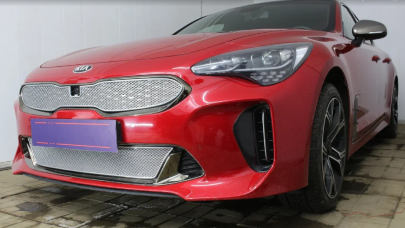 Защита радиатора "PREMIUM" Kia Stinger (2017-н.в.) низ, хром купить недорого с доставкой в Санкт-Петербург