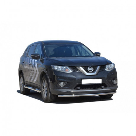 Защита порогов «Труба» с проступью (d76) для Nissan X-trail (2013-н.в.)(Окрашенное) купить недорого с доставкой в Санкт-Петербург