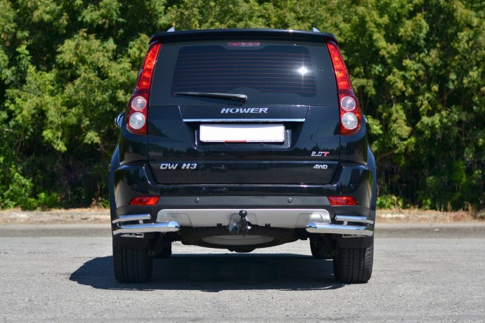 Защита заднего бампера двойная угловая 63/38 мм (НПС) GREAT WALL HOVER H3 (2017-н.в.) купить недорого с доставкой в Санкт-Петербург
