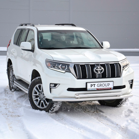 Защита переднего бампера двойная d63/63мм (НПС) TOYOTA LAND CRUISER PRADO 150 (2017-н.в.) купить недорого с доставкой в Санкт-Петербург