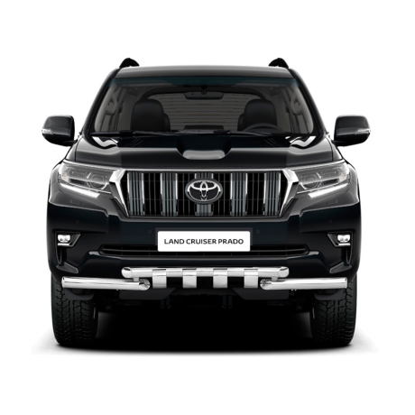 Защита переднего бампера двойная с зубьями d63/63мм (НПС) TOYOTA LAND CRUISER PRADO 150 (2017-н.в.) купить недорого с доставкой в Санкт-Петербург