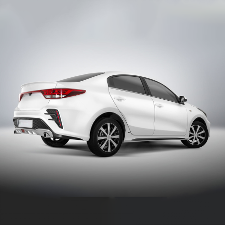 Бампер задний "ROTOR" для Kia Rio (2017-2020) под раздвоенный глушитель купить недорого с доставкой в Санкт-Петербург