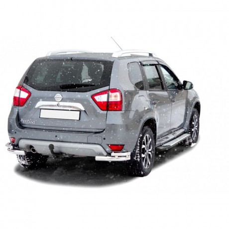 Защита порогов «БУМЕР» алюминиевая с резинкой для Nissan Terrano (2014-н.в.) купить недорого с доставкой в Санкт-Петербург