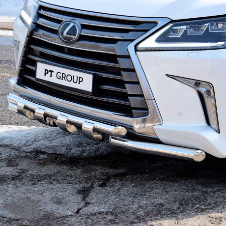 Защита переднего бампера двойная с зубьями d63/63мм (НПС) LEXUS 450D (2015-н.в.) купить недорого с доставкой в Санкт-Петербург