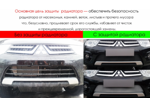 Защита радиатора "PREMIUM" Mitsubishi ASX (2012-2016) купить недорого с доставкой в Санкт-Петербург