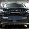 Защита радиатора "Standart" Geely Tugella FY11 (2019-н.в.) верх с камерой, чёрная купить недорого с доставкой в Санкт-Петербург