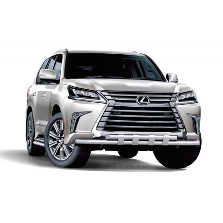 Защита переднего бампера двойная с пластинами d63/63мм (НПС) LEXUS 450D (2015-н.в.) купить недорого с доставкой в Санкт-Петербург