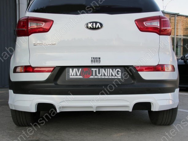 Накладка (юбка) заднего бампера "JSW Style" для KIA Sportage (3rd) (2010-2016) купить недорого с доставкой в Санкт-Петербург