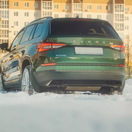 Имитация насадок глушителя SILVER (серебристый глянец) для Skoda Kodiaq (2016-н.в.) купить недорого с доставкой в Санкт-Петербург